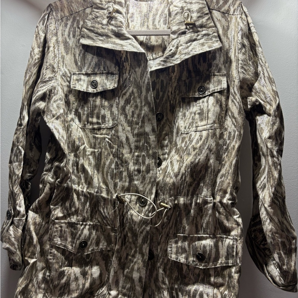 Chico's Brown Utility Jacket with Weather-Resistant Finish